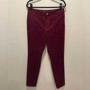 NEW Ann Taylor The Skinny Ankle Mid Rise Corduroy Pants | Burgundy